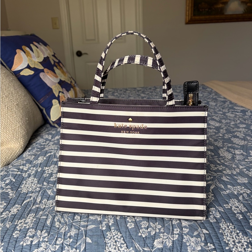 Kate Spade Black and White Striped Satchel